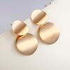 Metal Drop Earrings Trendy Gold Color Round Statement Earrings for Women
