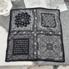 24 Years Old Black Cashew Flower Silk Scarf Women'S Summer Sunscreen 53Cm Small Square Scarf High-End Scarf