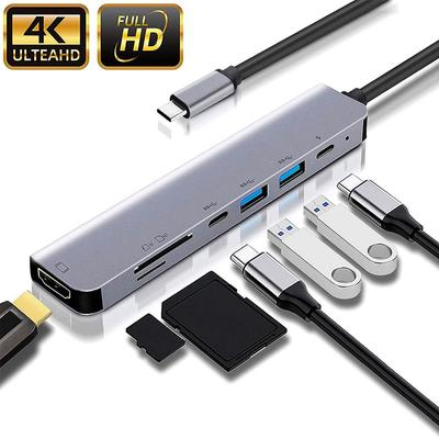 Концентратор USB C на 4K HDMI-совместимый адаптер типа C 7 в 1. Док-станция OTG Thunderbolt 3 с PD TF SD для Macbook Pro/Air iPad XPS Surface.