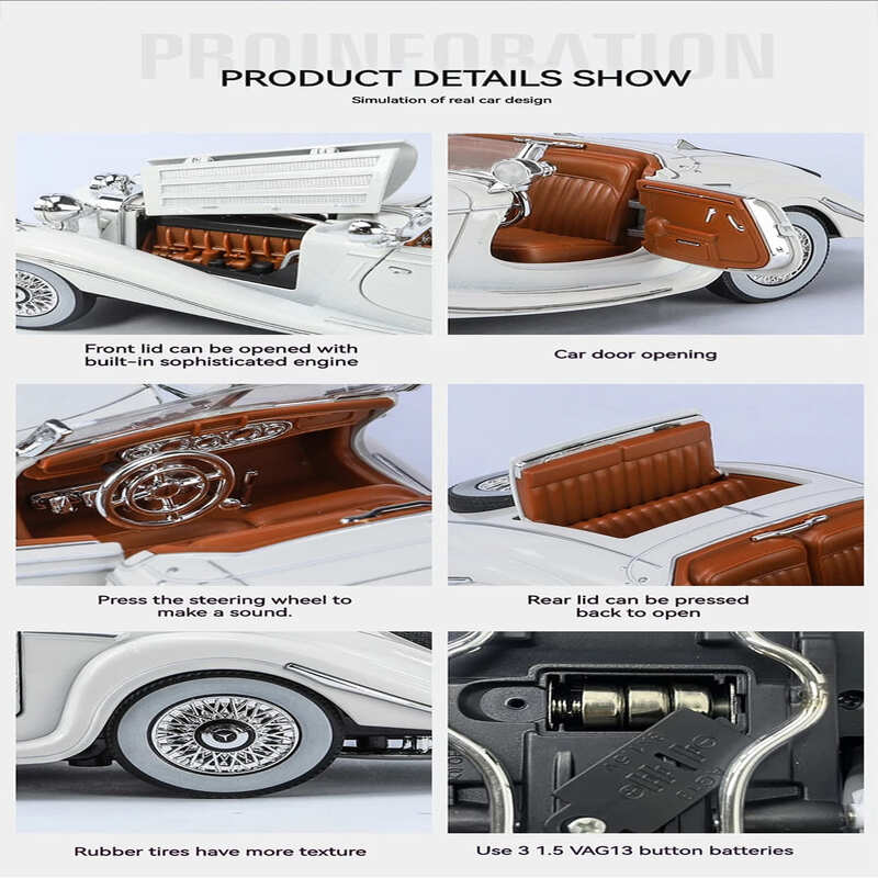Ретро Стиль 1:24 Модель классического автомобиля из сплава Classic 500K и серии CLK-GTR, подходящая для молодых людей, чтобы коллекционировать и демонстрировать подарки и игрушки для мальчиков