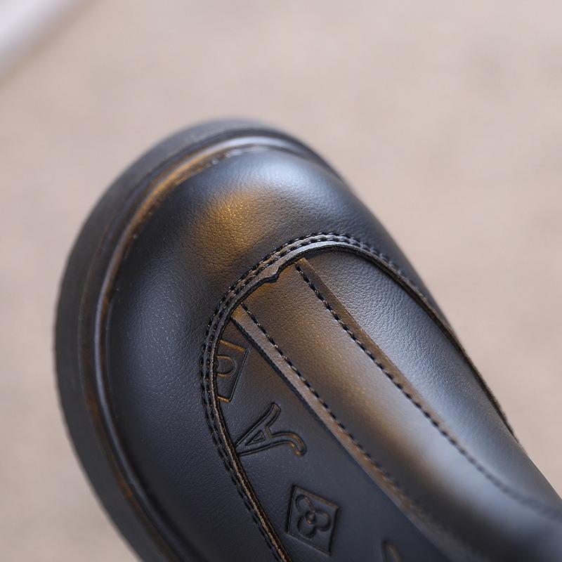 Модные универсальные новые черные одинарные ботинки в британском стиле детские короткие ботинки детские кожаные ботинки