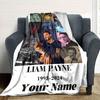 Liam Payne Portrait Collage Flannel Blanket With Personalized Name Soft And Comfortable Shawl Blanket For All Seasons Suitable For Home Travel Camping