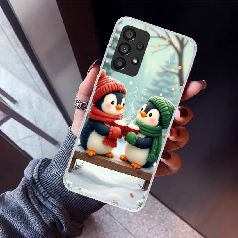 Christmas Penguin Phone Case For Samsung Galaxy A52 A51 A50S A32 A22 A12 A02S A72 A71 A31 A70 A30S Note 20 Ultra 10 Plus S10 Gal