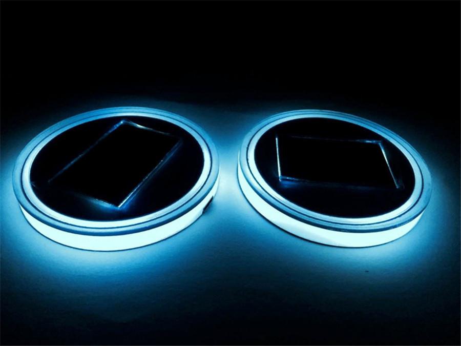 Пара 68 мм Круглых Солнечная+USB Зарядка Автомобильный Подстаканник Дно 7 Цветов RGB Светодиодная Подсветка