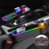 Multi-functional Car Seat Gaps Organizer Storage Box Front Seat Console Side Pocket with Two USB Charging LED Light 91AE