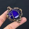 Tree Of Life Lab-Created Blue Sapphire Gemstone Pure Copper Wire Wrapped Handmade Pendant Jewelry