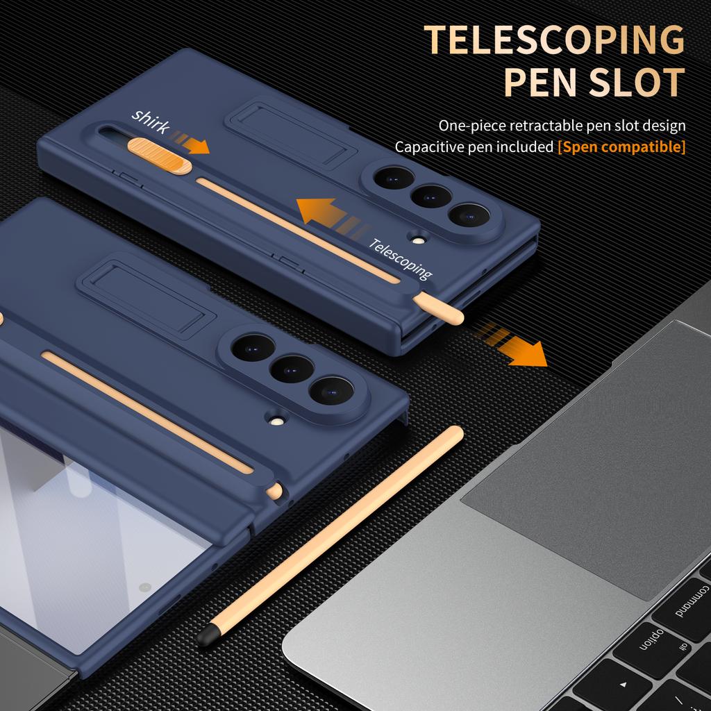 Магнитный чехол-книжка для телефона Samsung Galaxy Z Fold 7 3 4 5 6 с защитой экрана из стекла, выдвижным слотом для хранения ручки, держателем, крышкой для Galaxy Z Trifold