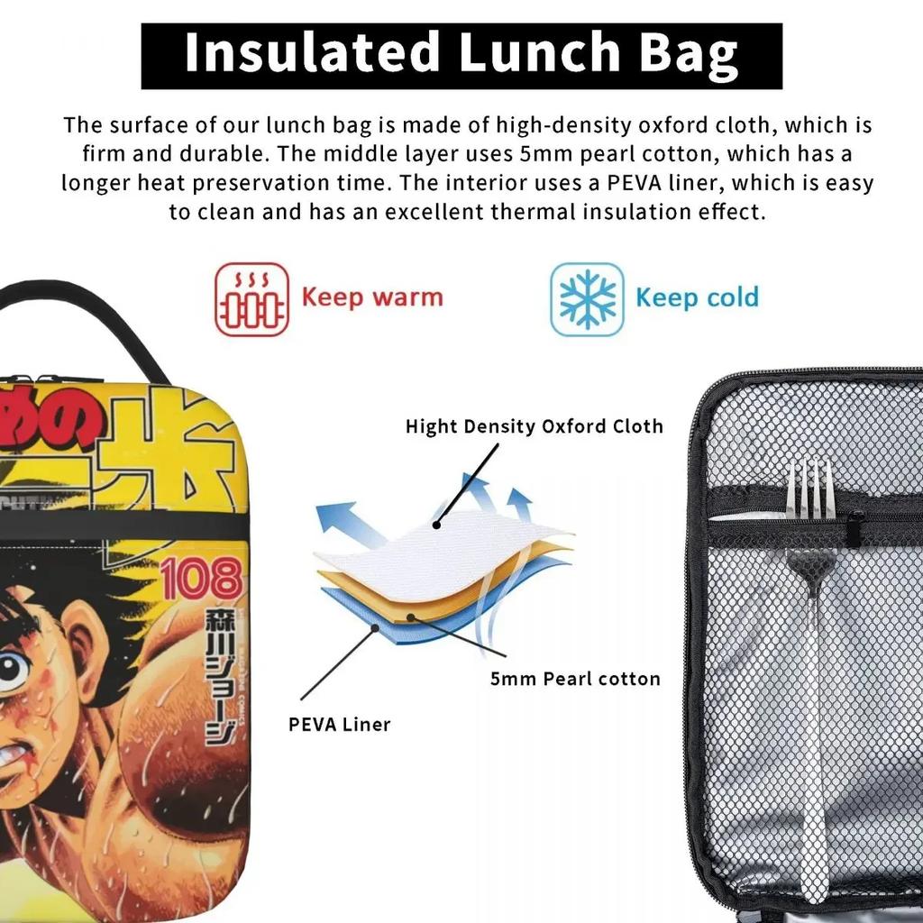 Изолированная сумка для ланча Hajime No Ippo Product Food Box Fashion Cooler Thermal Lunch Box For School