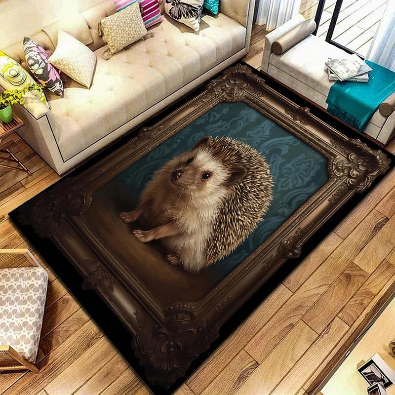 Retro framed animals Pattern Square Carpet,Area Rug,Carpet Rug for Living Room Bedroom Sofa Playroom Decor,Non-slip Floor Mat,Holiday Birthday Gifts