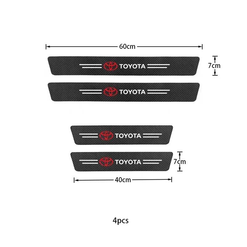 JPHT6 Car Logo Door Carbon Fiber Sill Protector Stickers for Toyota Yaris Corolla Auris Rav4 LandCruiser Vios LEVIN Camry Prado