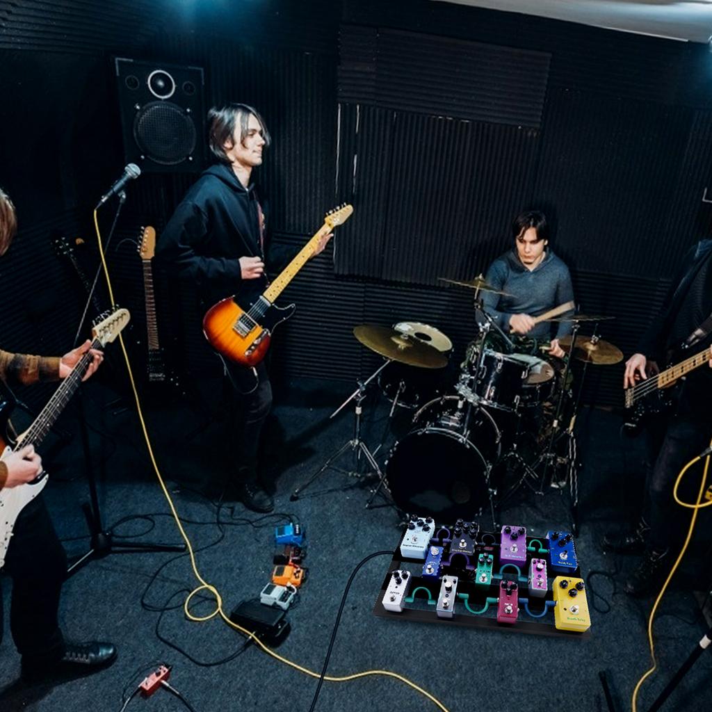 Большой педалборд для гитарных эффектов, педалборд из алюминиевого сплава с сумкой для переноски, каподастр, 4 медиатора, фиксирующие ленты