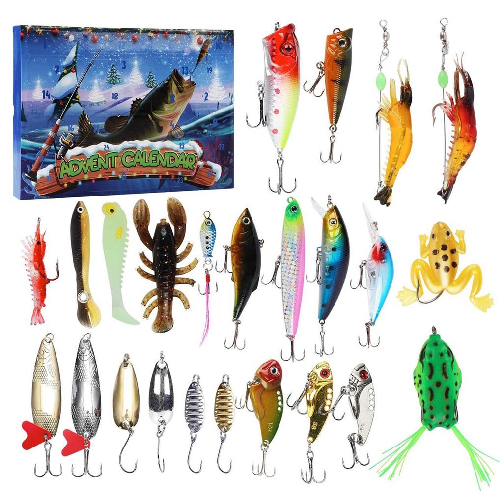 2025 Fishing Advent Calendar Christmas Countdown Calendar 24 Days Fishing Lures Set Xmas Birthday Gifts for Fisher Men Teen Boys