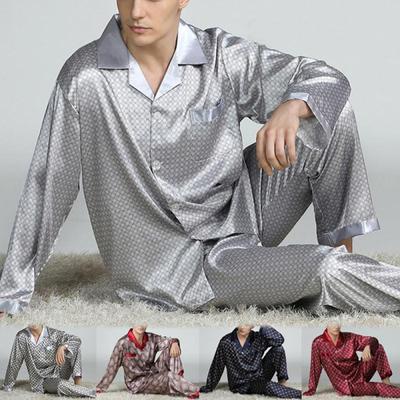 Мужской домашний шелковый пижамный комплект из 2 предметов, классические роскошные шелковые пижамы с принтом, мягкие и удобные пижамы, летние полосатые пижамы, халат