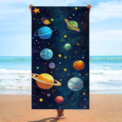 Большое пляжное полотенце с принтом Галактики и Космоса 80x160см Яркий Космический Вселенный Коврик для бассейна Летний подарок для отпуска