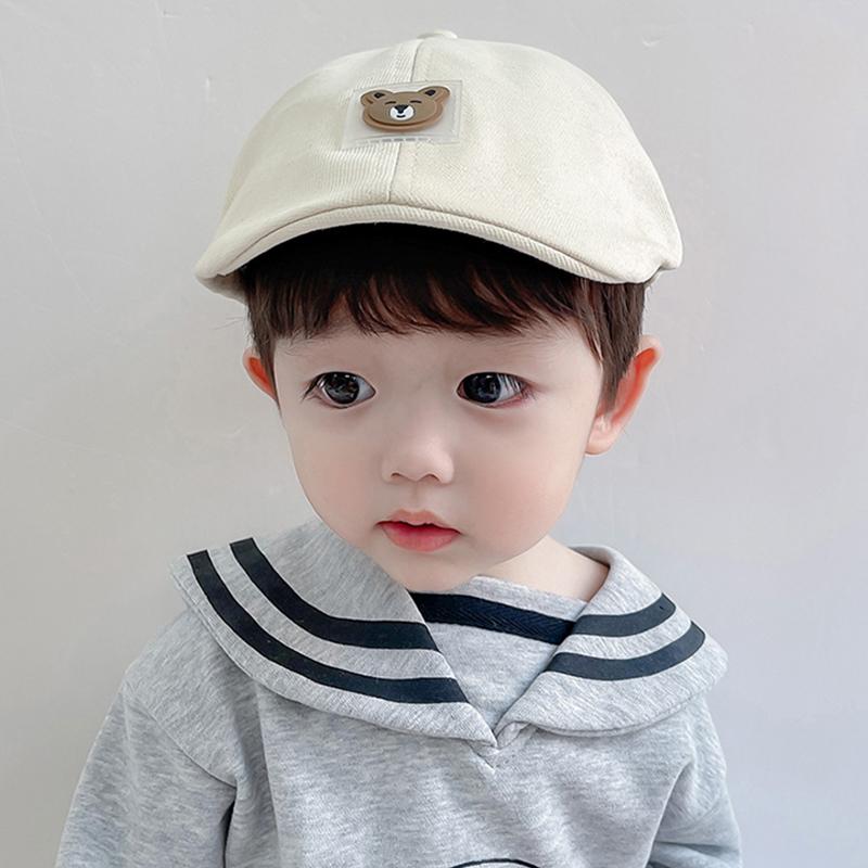 Мультяшный медведь для мальчика и девочки, берет, кепка, симпатичная, дышащая, мягкая, хлопковая, детская, кепка, повседневная, для путешествий, для малышей, для газетчиков, береты