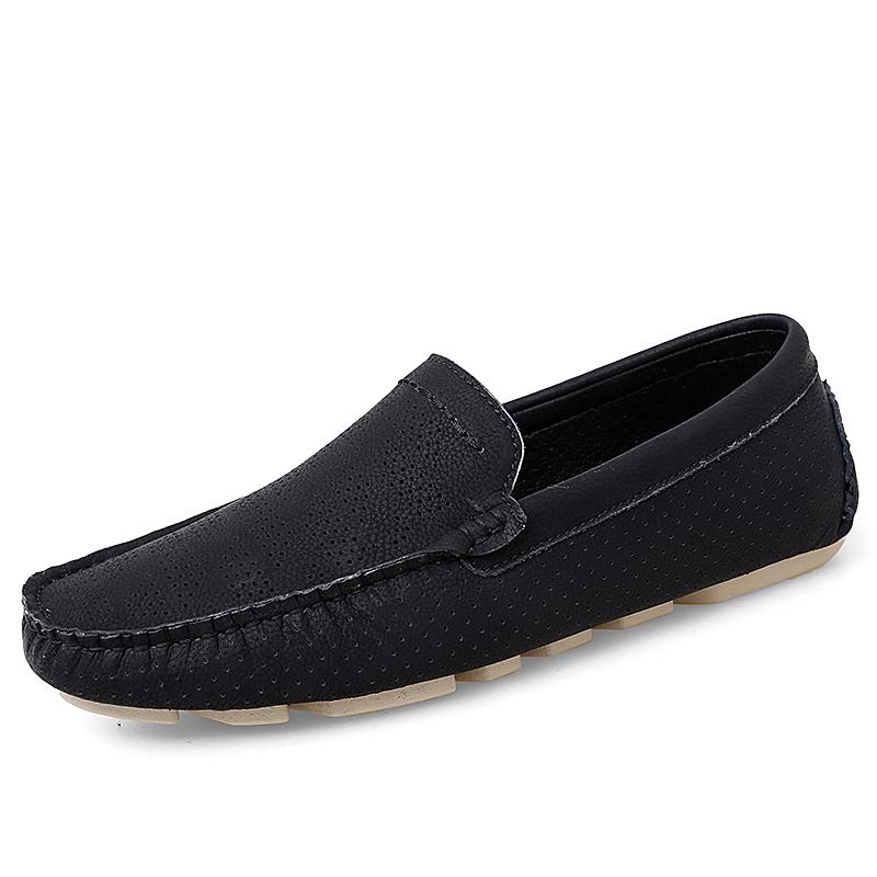 Big Size 38-47 Men's Genuine Leather Shoes Breathable Slip On Driving Men Casual Shoes Moccasins Luxury Loafers Mens Summer Flat