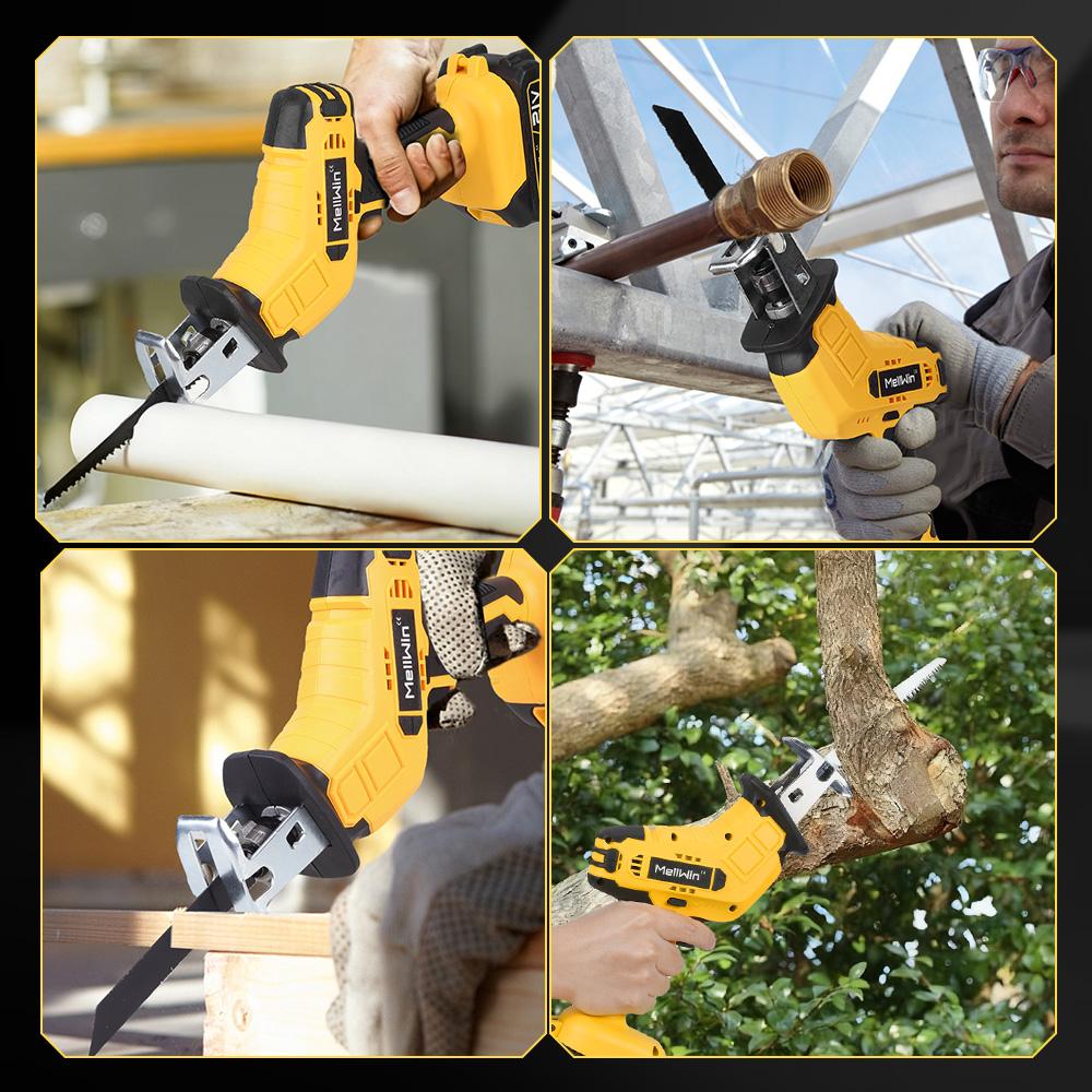 MELLWIN Аккумуляторная электрическая сабельная пила Ручная пила для резки дерева, металла, труб Электропила Инструмент для аккумулятора Makita 18V Штифт