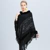 1646 #Прямые поставки для женщин вязаный внешний меховой воротник жаккардовая накидка с бахромой шаль