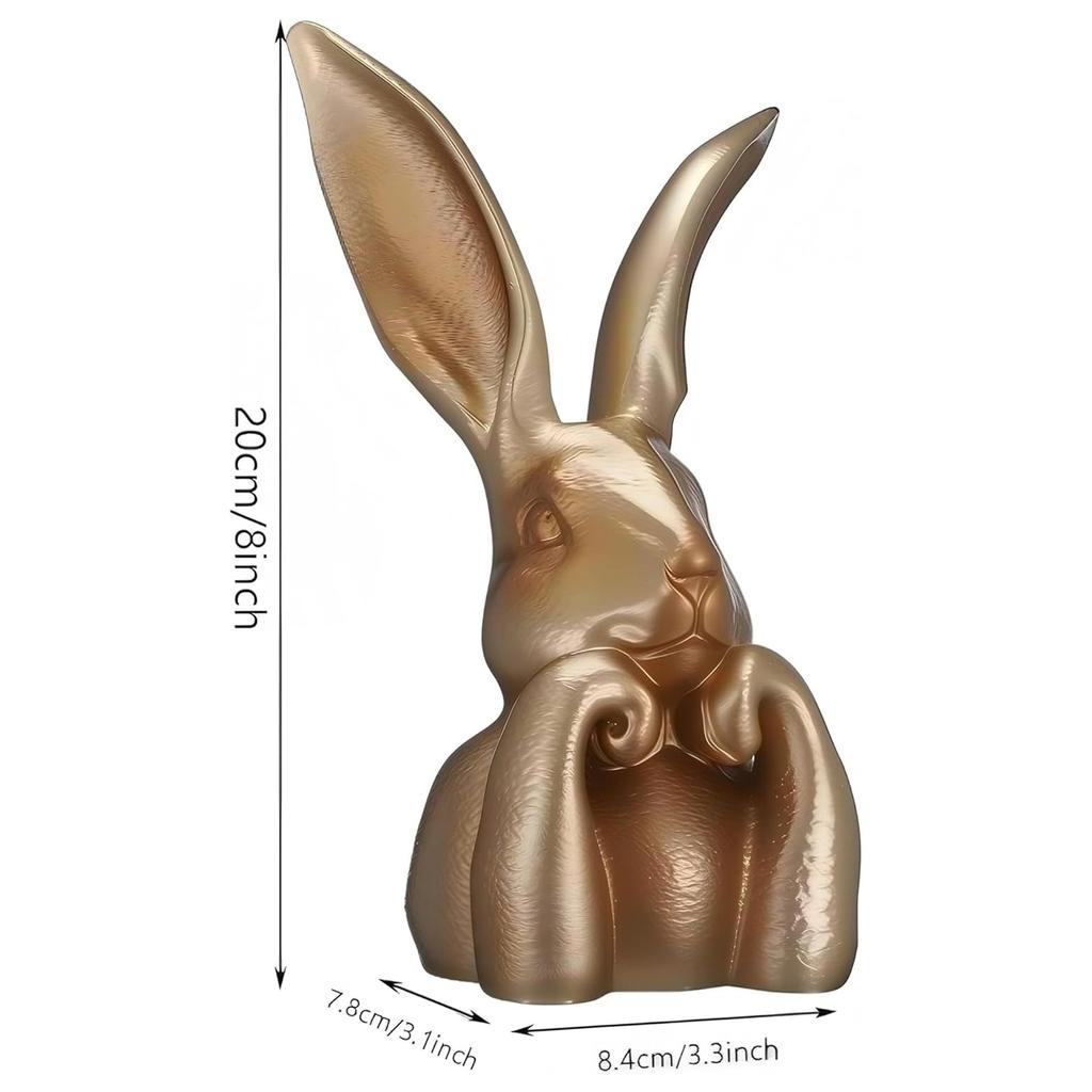 8 Inch Rabbits Vintage Figurines Decoration PVC Gold Large Bunny Collectibles Sculpture for Home Indoor Table Centerpiece Decor