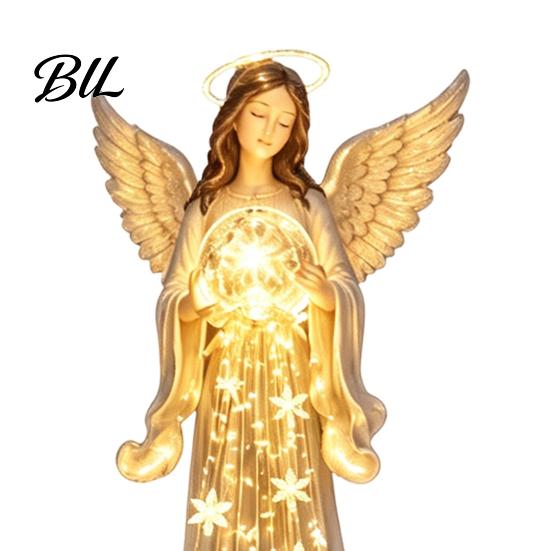 Waterproof Pathway Lighting Solar Powered Angel Remembrance Garden Light, Resin Blessing Fountain Statue with Cascading LED Warm Lights, Outdoor