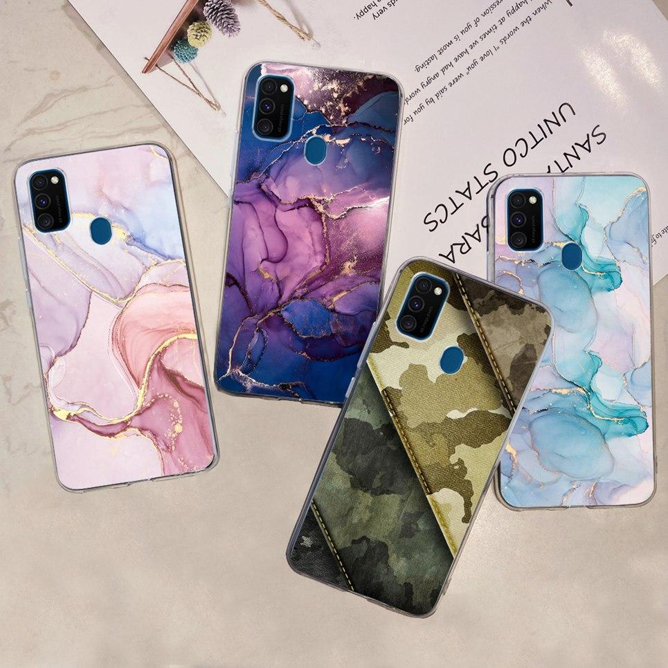 For Cover Samsung M21 Case Marble Cartoon Tpu Silicon Soft Back Phone Cover Cases For Samsung Galaxy M21 M 21 Bumper Funda Capa
