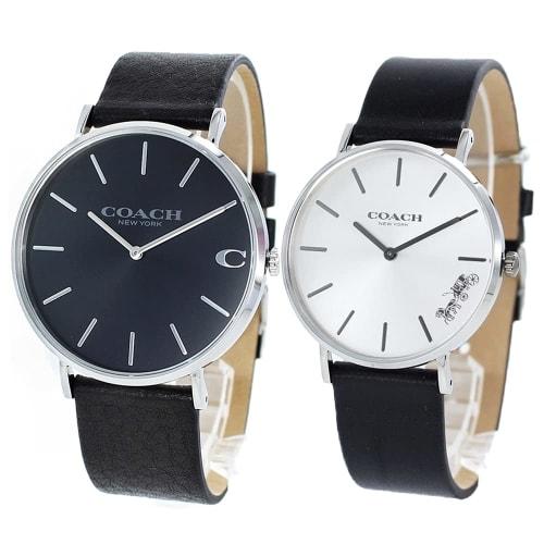 Coach Pair Watch Storage Box, Leather, Black and Silver, 1460214914503115