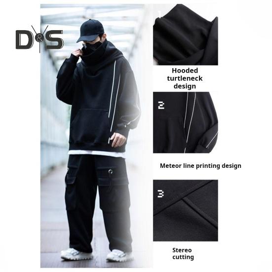 Зимняя толстовка унисекс с капюшоном и защитой шеи, высокий воротник и капюшон в стиле хип-хоп, большой передний карман, утепленная верхняя одежда для отдыха