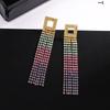 New Factory Color Gradient Rhinestone Tassel Earrings Full Simple Generous Spot E780