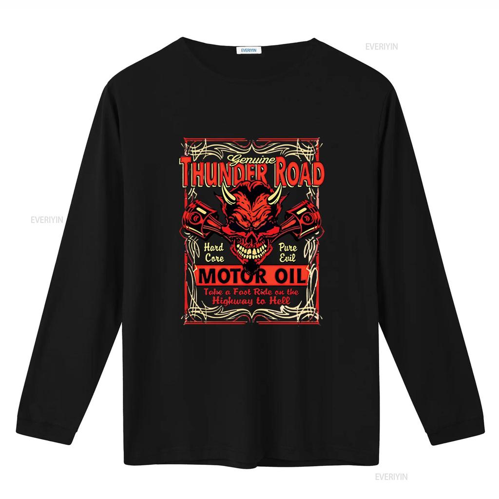 Оригинальная футболка Thunder Road Дьявол Двигателя Хард Кор Истинное Зло Моторное Масло Быстрая Поездка Шоссе в Ад Байкер винтажная Стильная Постиранная