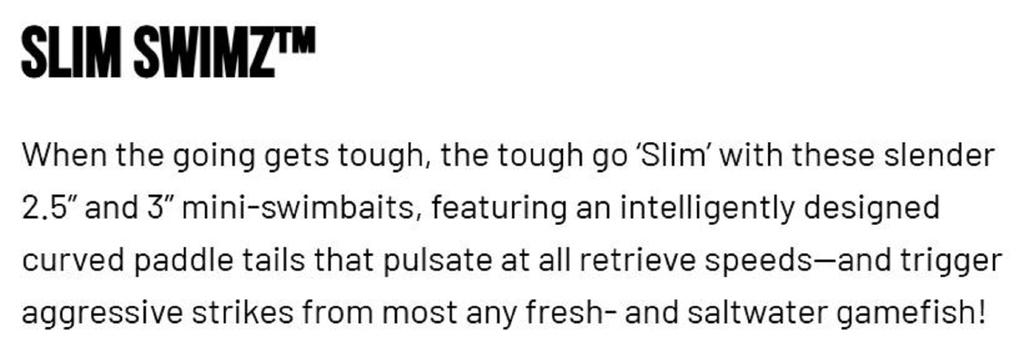 Zman Soft Lure Slim SwimZ 2.5 Inch 8/Pack Gold Flake (5186)