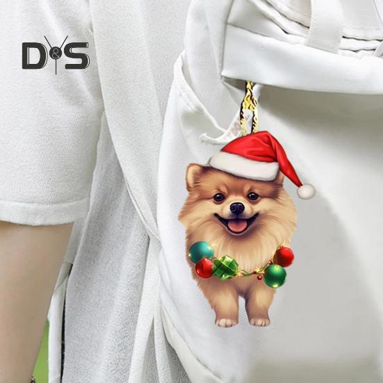 Рождественская собака, зеркало заднего вида, подвеска, украшение для автомобиля, милый щенок в рождественской шапке, украшения для рождественской елки, автомобильные аксессуары