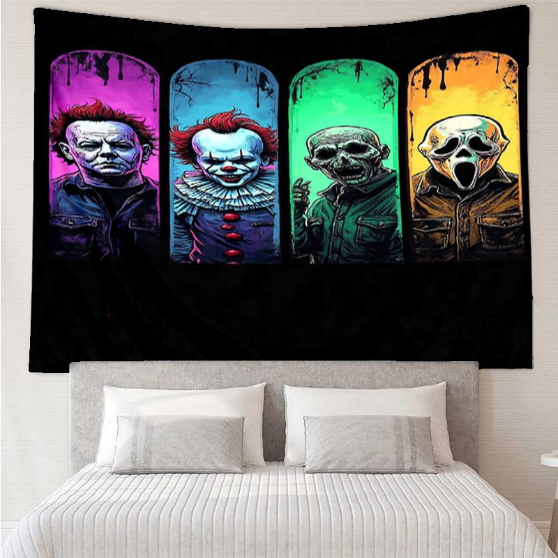 Halloween-horror Print Tapestry, Backdrop, Easy Setup, Ideal for Bedroom, Office & Living Room, with Aesthetic Wall Hanging Decor.