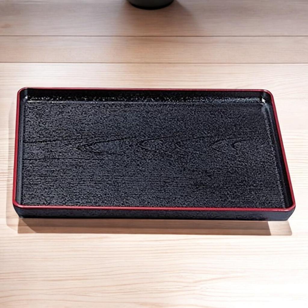 Tray Oju Wood Grain Tray Lacquerware Made In Dishwasher Safe J-kitchens Heat-Resistant (A) 5-Shaku (Tray/Tray) Black/Red, 45cm, Heat-Resistant (ABS