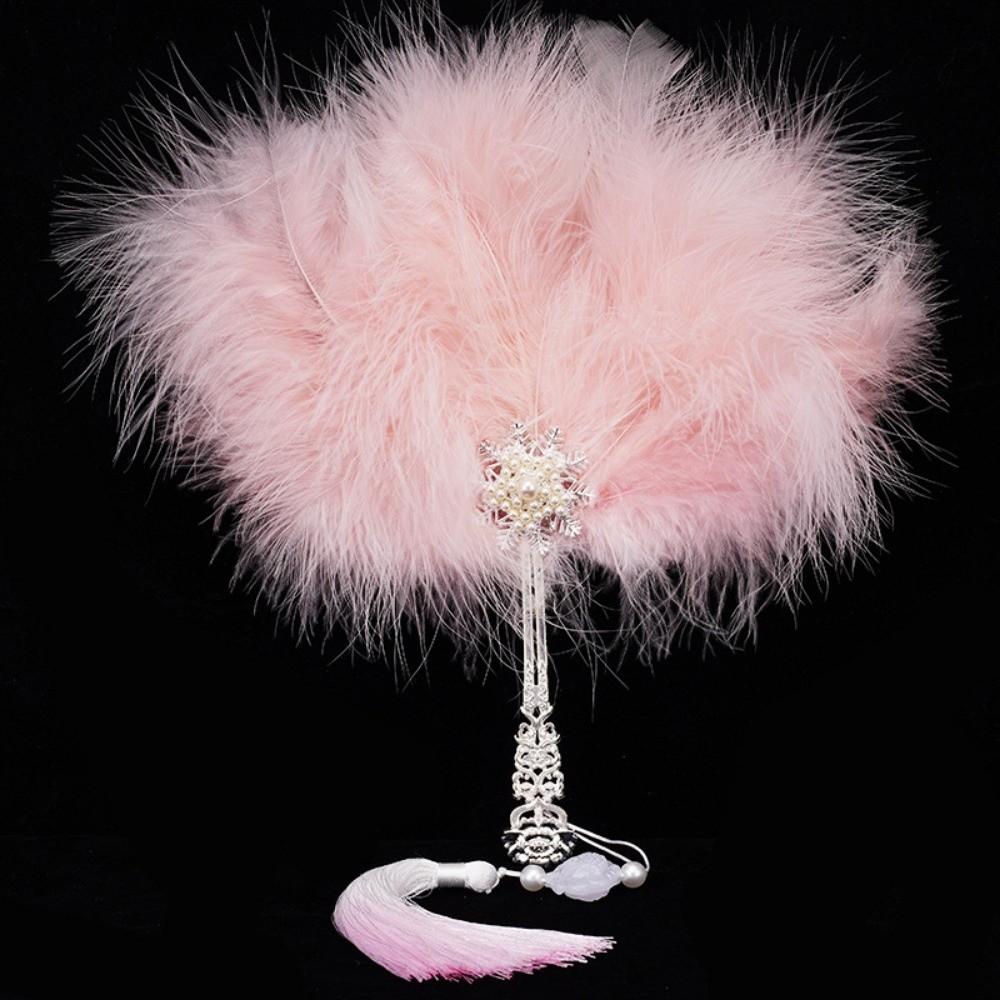 with Tassels Fluffy Colorful Craft Handheld Fan Portable Dance Hand Fan Ancient Style Group Fan