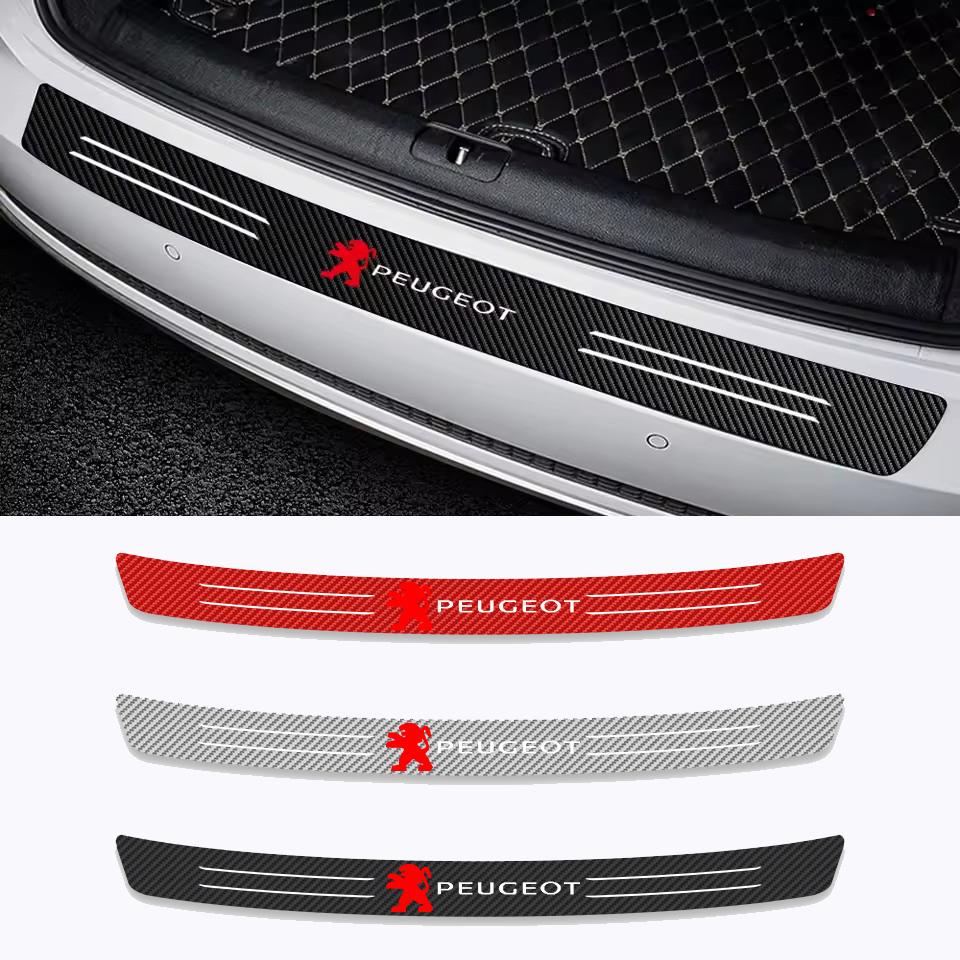 For Peugeot 308 306 205 4008 307 2008 107 208 5008 301 1Pcs Carbon Fiber Car Trunk Rear Bumper Sticker Guard Plate Protector