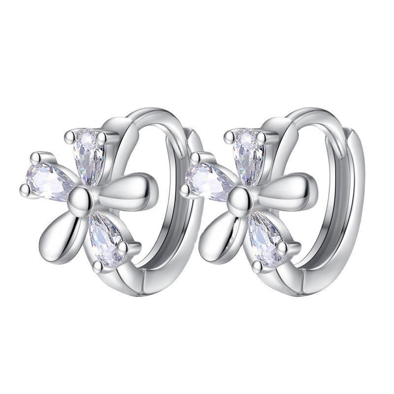 Trendy Plum Blossom & Snow Chrysanthemum Crystal Stud Earrings - Cross-Border Bestselling Jewelry