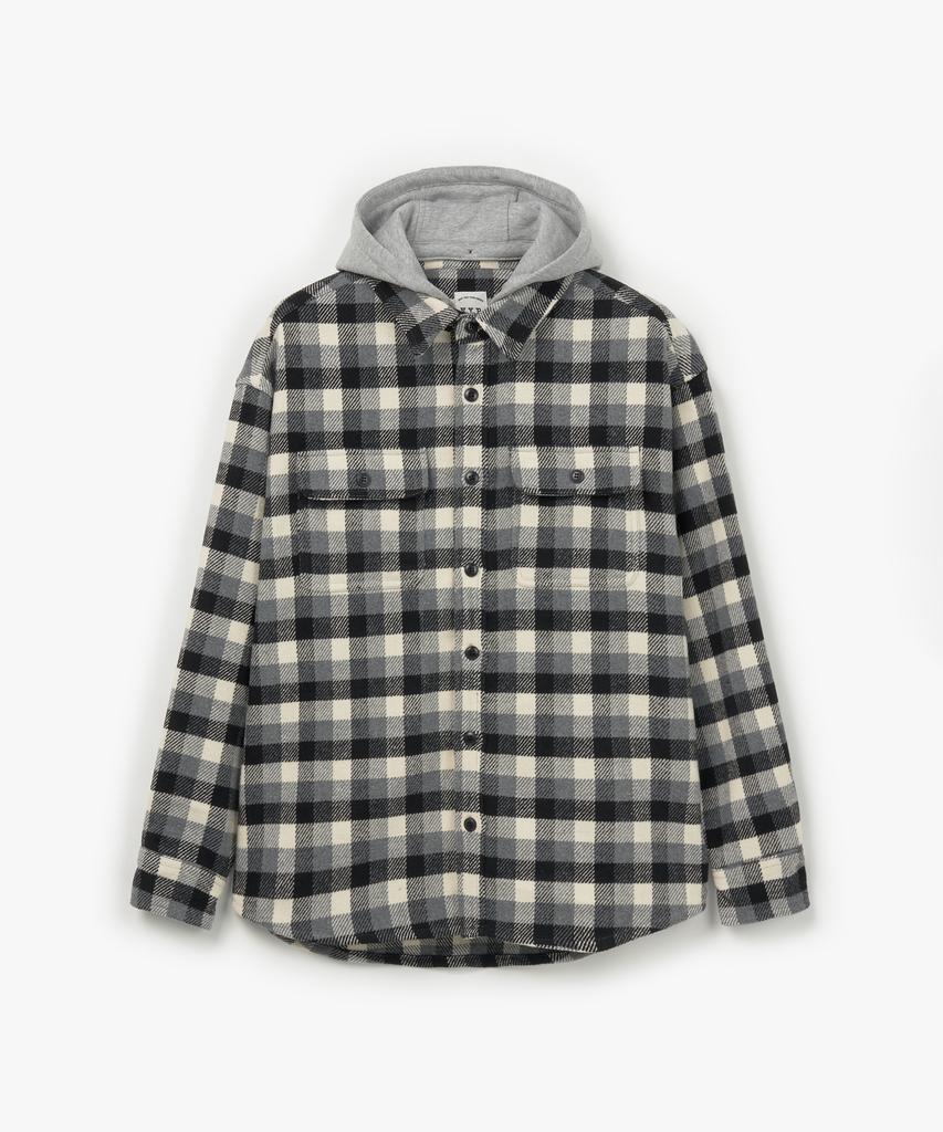 N.Y.P Multi Check Hoodie Shirt (Black)