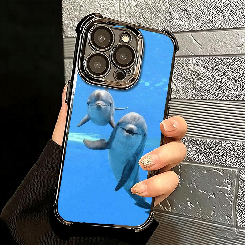 Милый Дельфин Океан Покрытие Чехол для Телефона Для iPhone 16 17 Pro Max Air 16E 14 15 Plus 12 13 Mini Защита от Падения Airbag Чехол