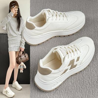 Женские кроссовки в спортивном стиле с резиновой подошвой и кожаным верхом, новая осенняя модель, повседневная обувь на шнуровке, маленький человек