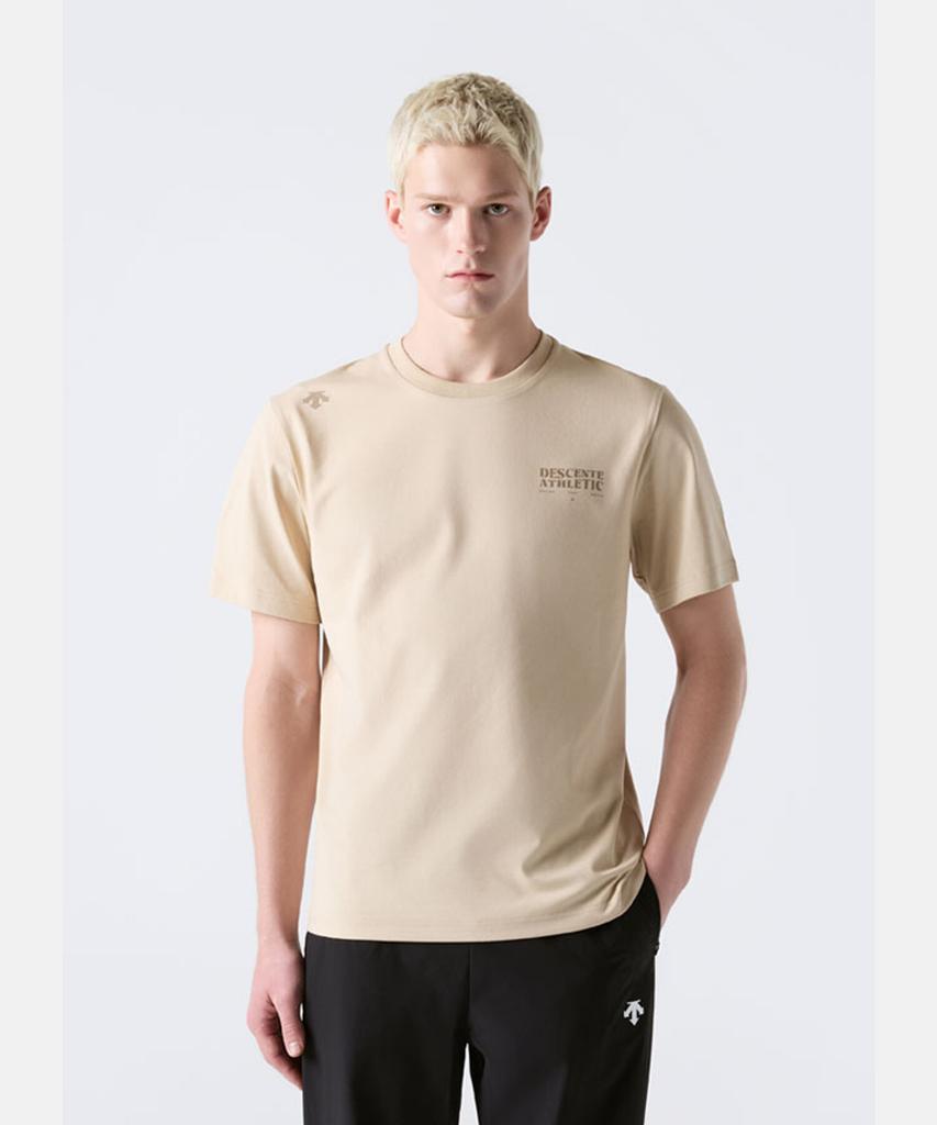 DESCENTE Движение Sorona Cool Комфортная посадка Футболка с коротким рукавом Бежевый Sr323Uts75