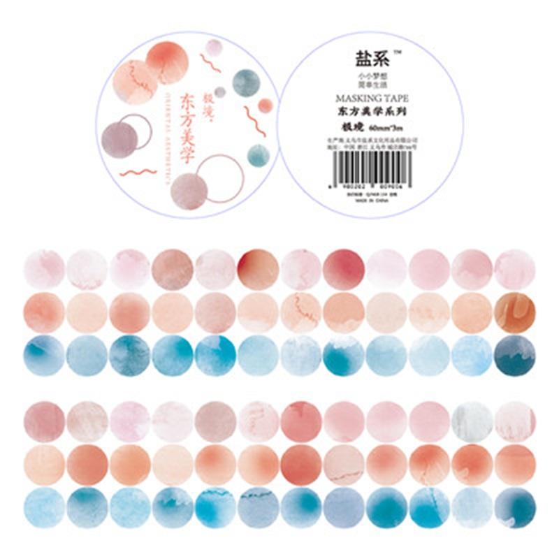1 roll Watercolor Polka Dot Sticker Junk Journaling Accessories Scrapbooking DIY Color Label Washi Sticker Stationery Suit