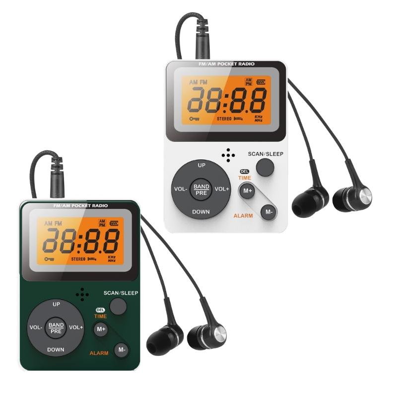 Карманный AM FM радиоприемник портативный прием на батарейках цифровая настройка радио со стереонаушниками большой ЖК-экран
