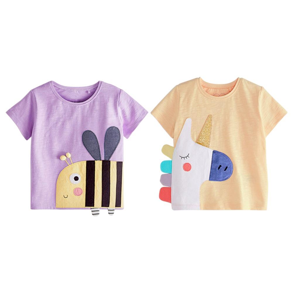 Летняя футболка с героями мультфильмов, детские футболки с короткими рукавами для девочек, хлопковые топы для маленьких детей, одежда для девочек