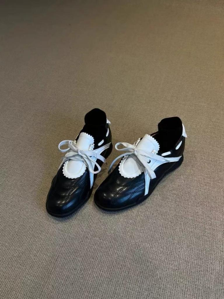 Новые платформа спортивный стиль Мэри Джейн туфли цветовое сочетание повседневная обувь женская круглая голова универсальные ретро иностранный стиль шнуровка немецкие тренировочные туфли