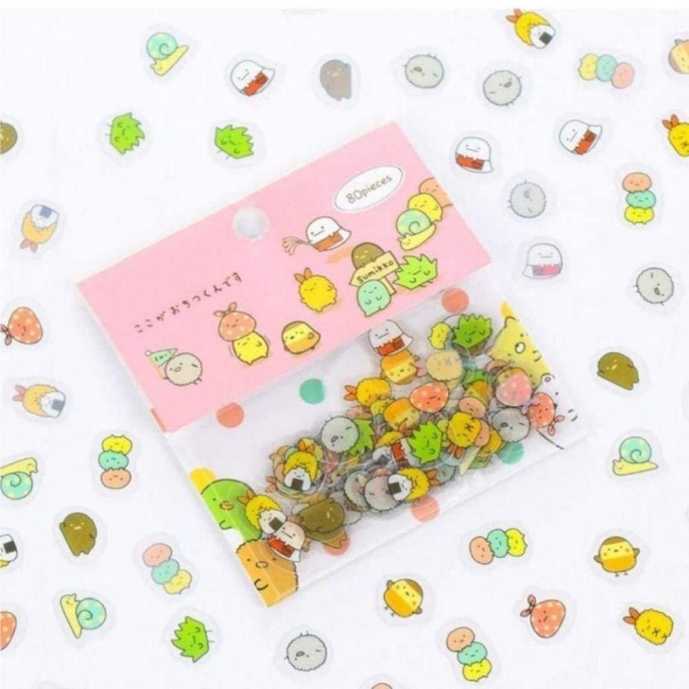 80 шт ПВХ ручная палатка DIY декоративные наклейки многоцветные японские мультяшные наклейки сумка
