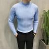 Half Turtleneck Sweater Men's Long-sleeved Sweater Korean Version of Slim High-neck Striped Sweater Men's Bottoming Shirt