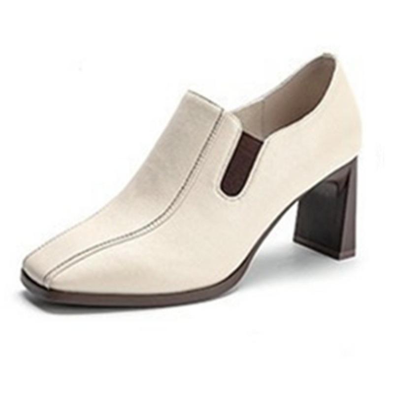 Модные женские туфли на толстом каблуке корейской версии, весна-осень, новые туфли с квадратным носком на высоком каблуке, профессиональная женская обувь для поездок на работу