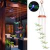 1PC Solar LED Wind Chime Light Green Dragonfly Hanging Lamp Porch Decoration
