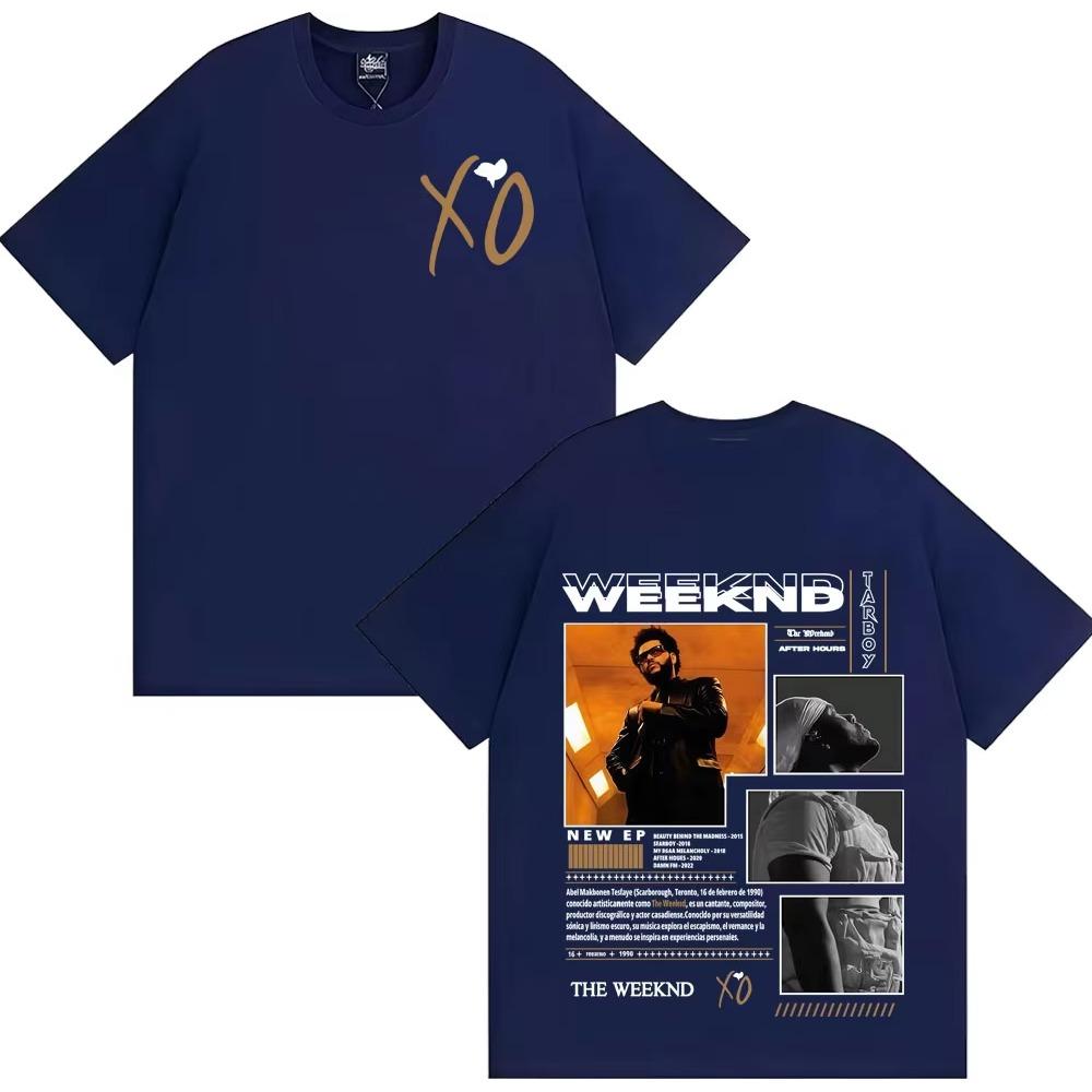Хлопковая мужская футболка The Weeknd оверсайз с принтами из альбома After Hours летняя Женская Y2k с круглым вырезом рок Уличная футболка