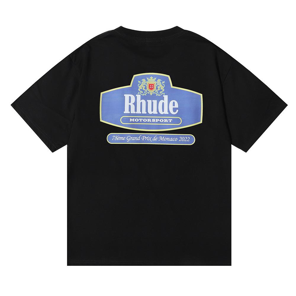 Трансграничный европейский и американский модный бренд RHUDE футболка с коротким рукавом с принтом значка с буквой и микрологотипом для мужчин и женщин пар American high s